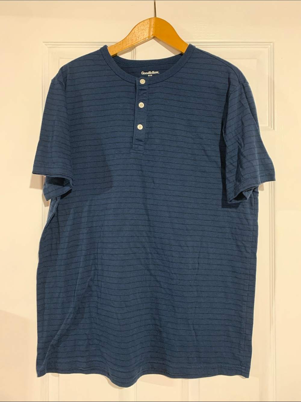 Goodfellow & Co Navy Short Sleeve Striped Henley